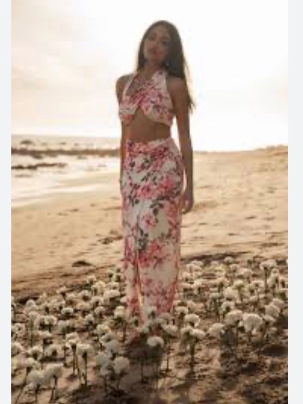 Ivory FLORAL NEW AGE TWO PIECE SKIRT SET jLUXLABEL - Picture 2 of 5